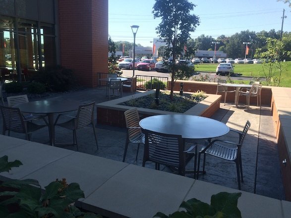 New outdoor patio space and lanscaping at Campbell Oil headquarters