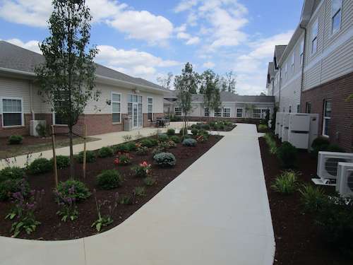 Assisted living facility in Wooster - Landscaping around building and walkways