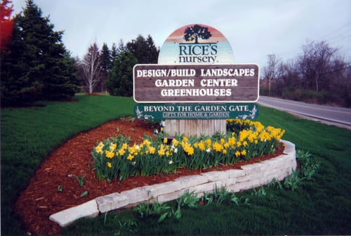 1990 Rice's Nursery business sign