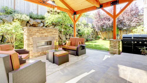 Outdoor space design for spring landscape preparation.