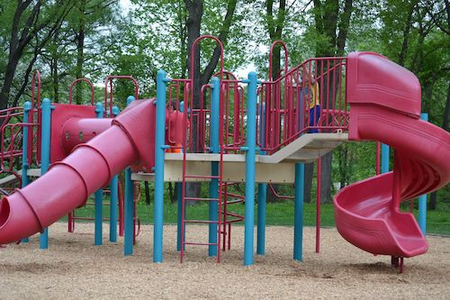 Mulch blowing installation at park