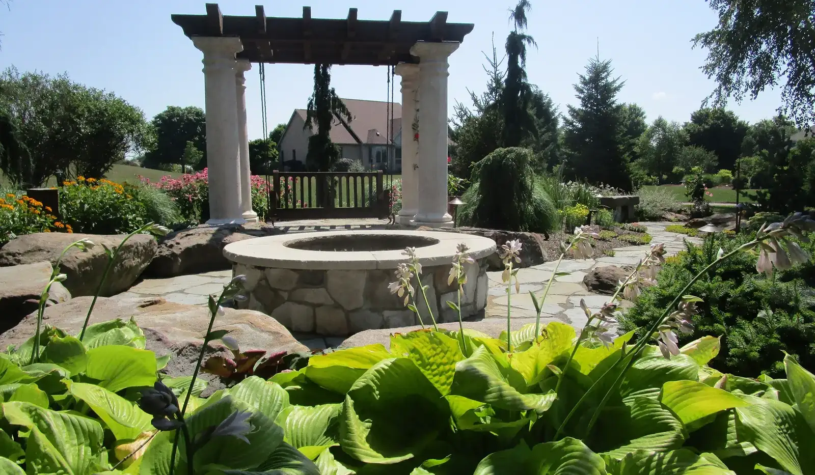 Open, Airy & Unique Entertainment Area landscaping project