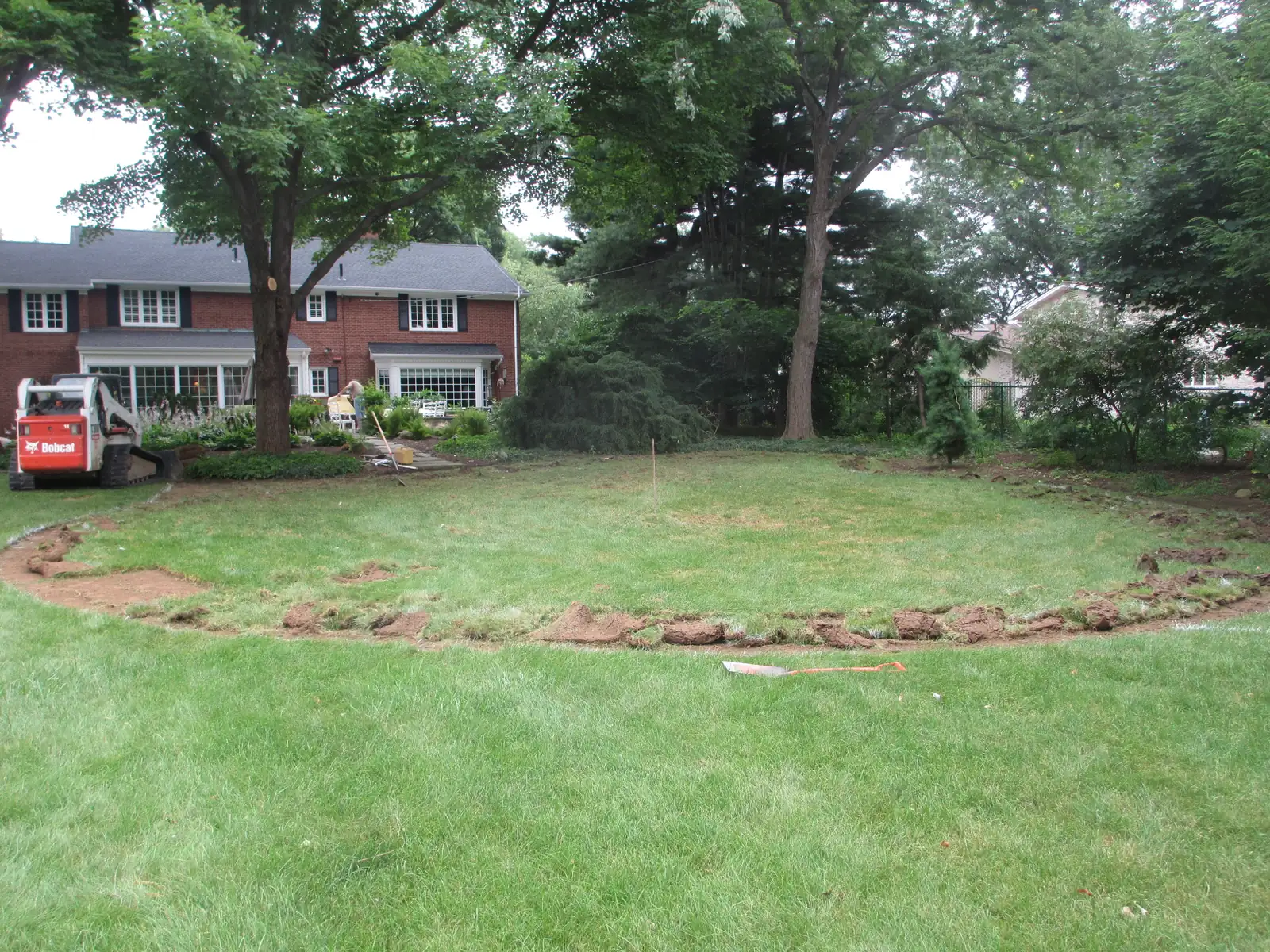 Parterre Garden With Fountain landscape installation in progress